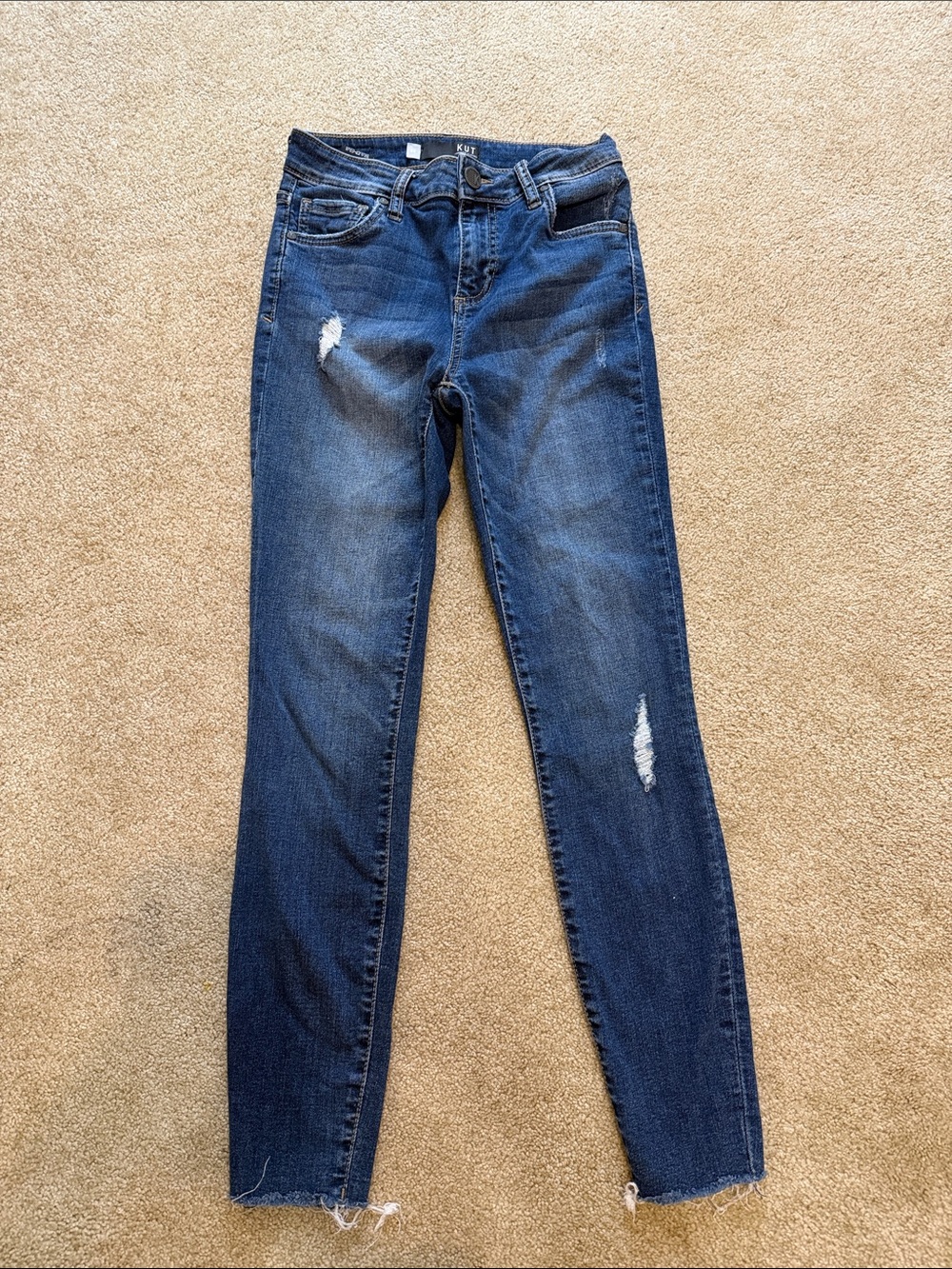 Kut from the Kloth Women's Dark Blue Distressed Skinny Jeans